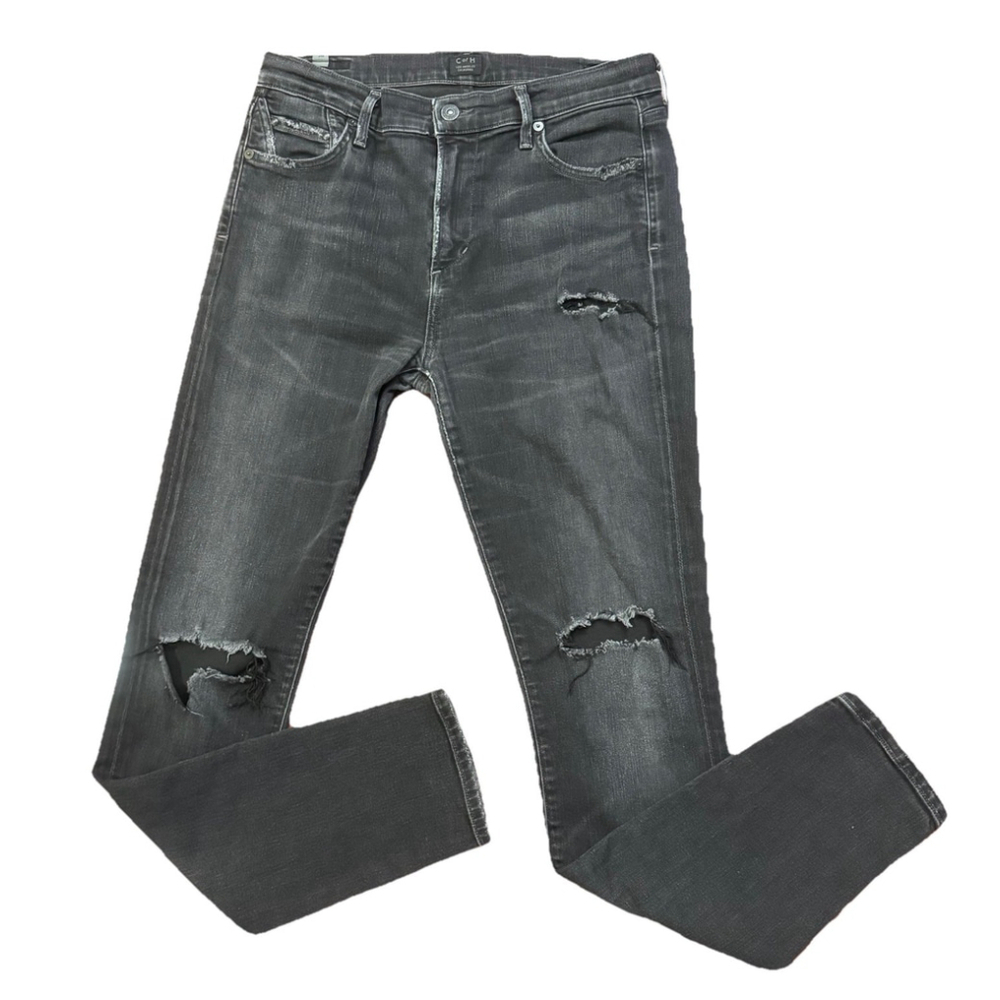 Citizens Of Humanity Rocket High Rise Skinny Jeans Size:28 Distressed Black